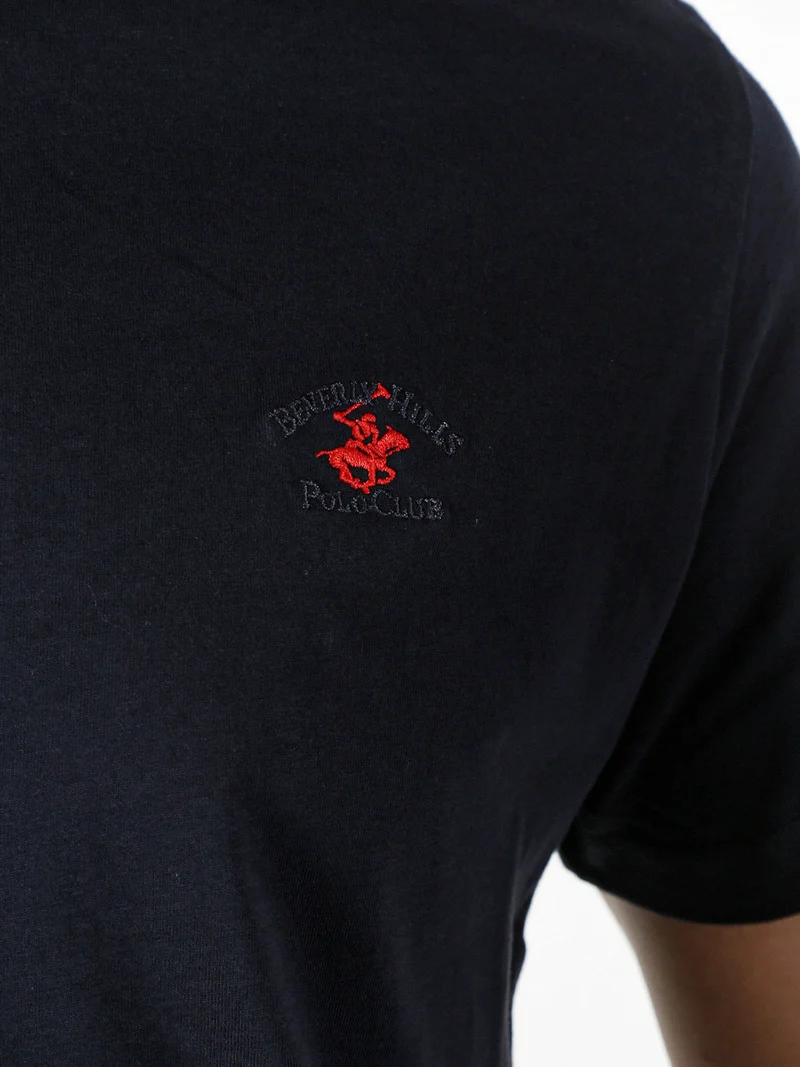 T-shirt girocollo da uomo in cotone - blu scuro