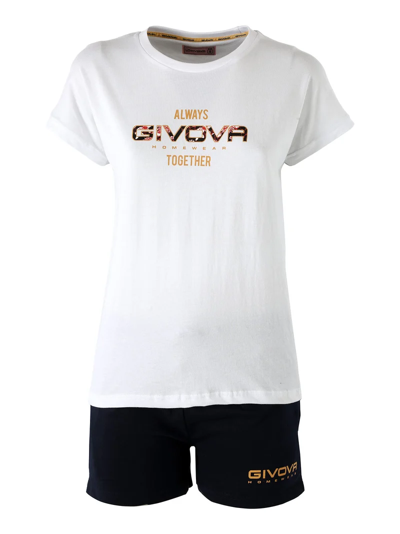 Completo corto da donna in cotone con logo - bianco