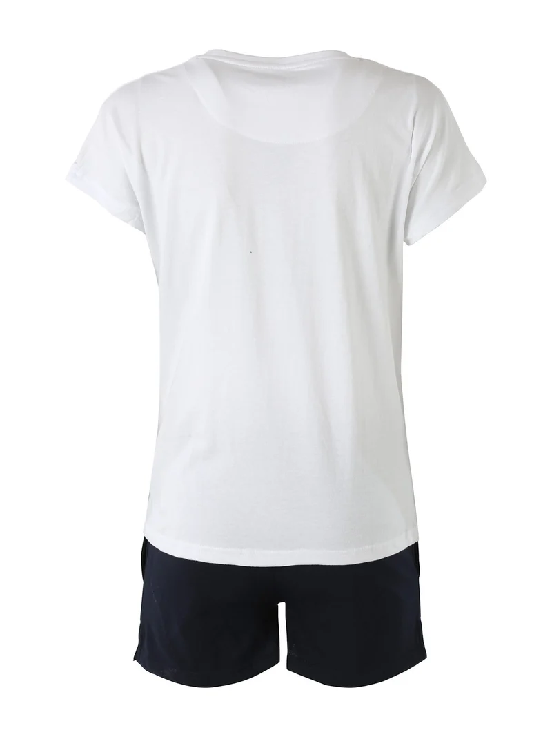Completo corto da donna in cotone con logo - bianco