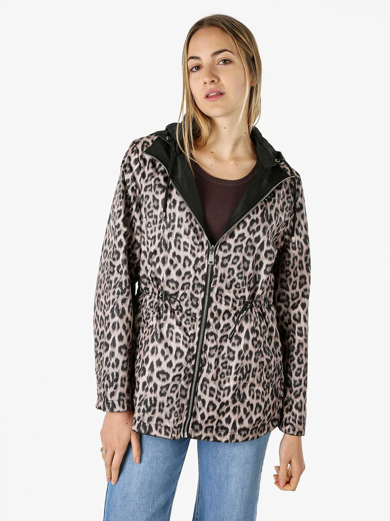 Giacca leggera da donna reversibile con cappuccio e zip - nero