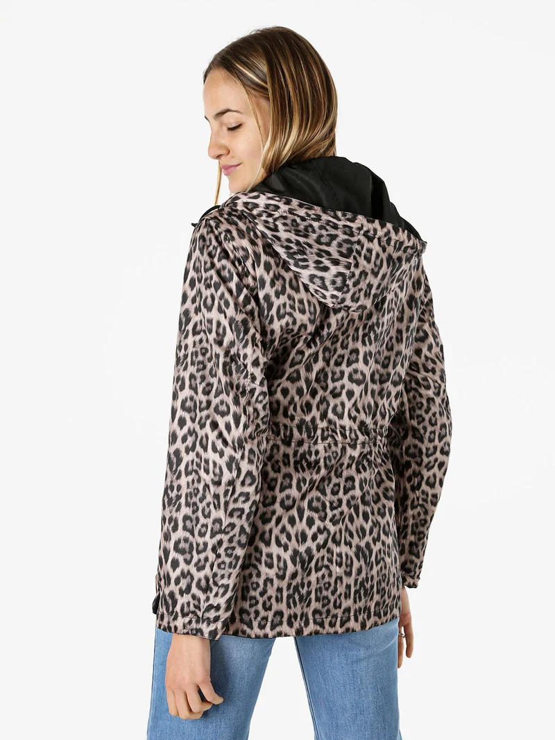 Giacca leggera da donna reversibile con cappuccio e zip - nero