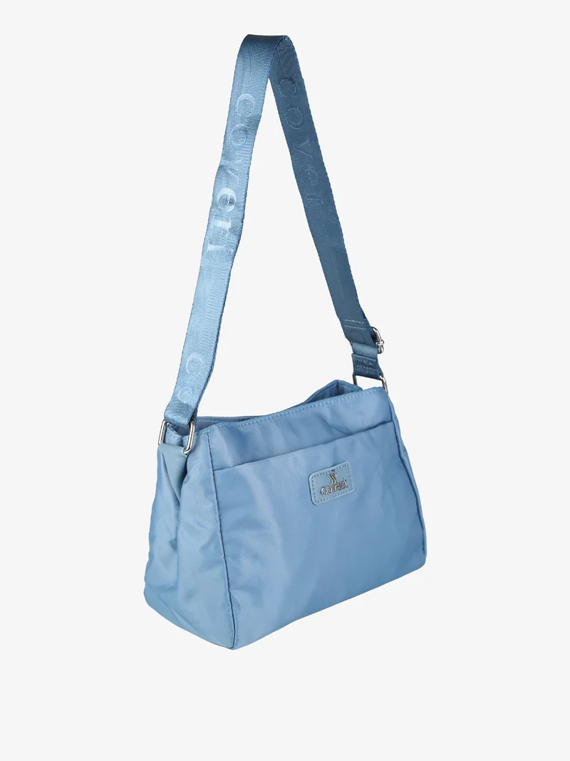 Borsa a tracolla da donna in nylon - azzurro