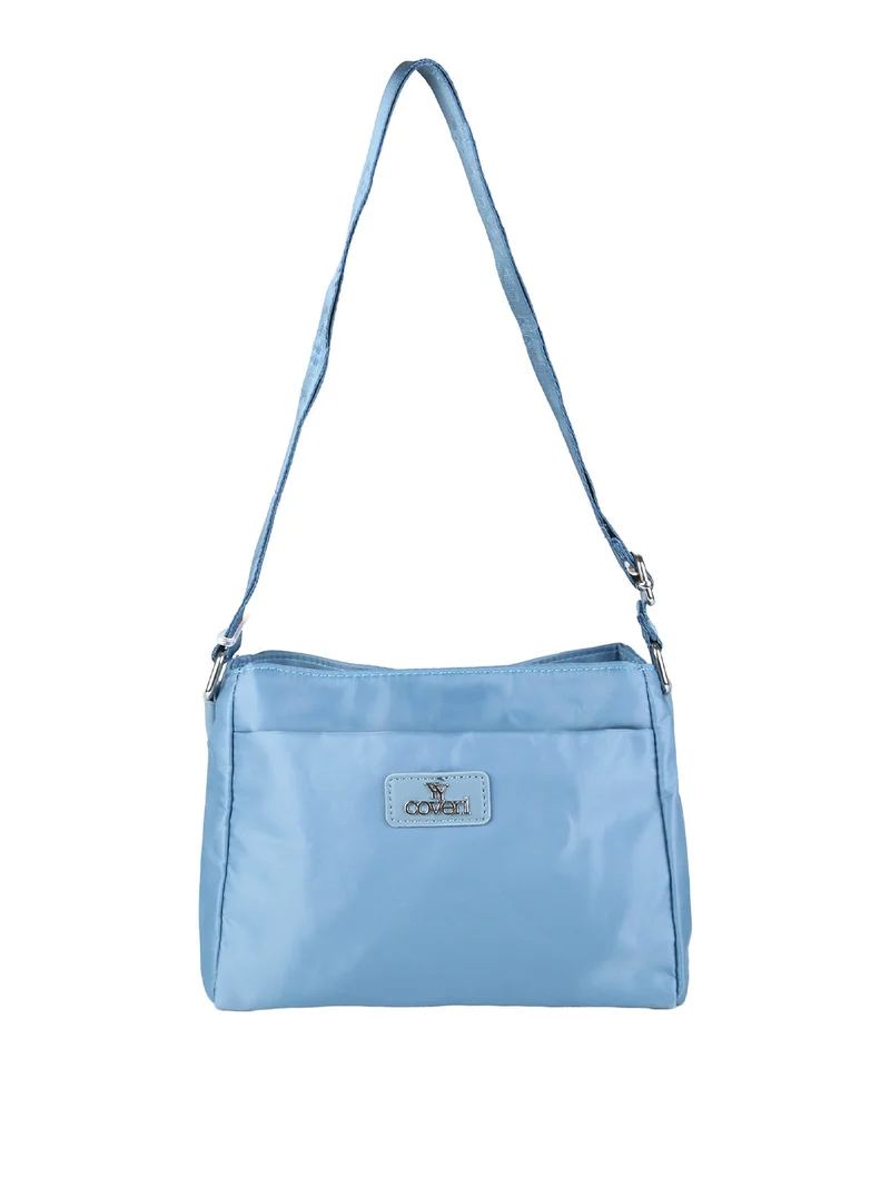 Borsa a tracolla da donna in nylon - azzurro