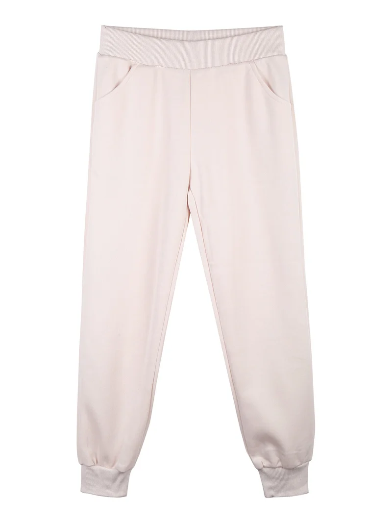 Completo tuta 2 pezzi da bambina con cappuccio - beige