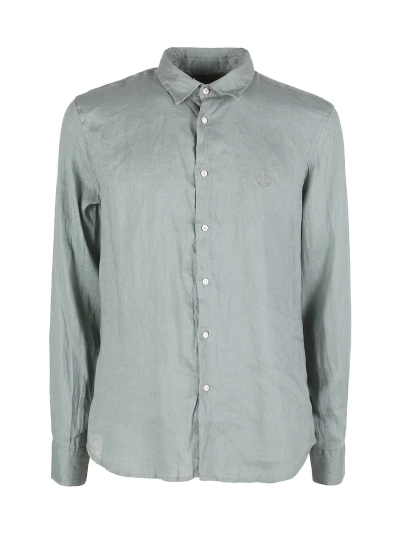 Camicia in lino da uomo a maniche lunghe - militare
