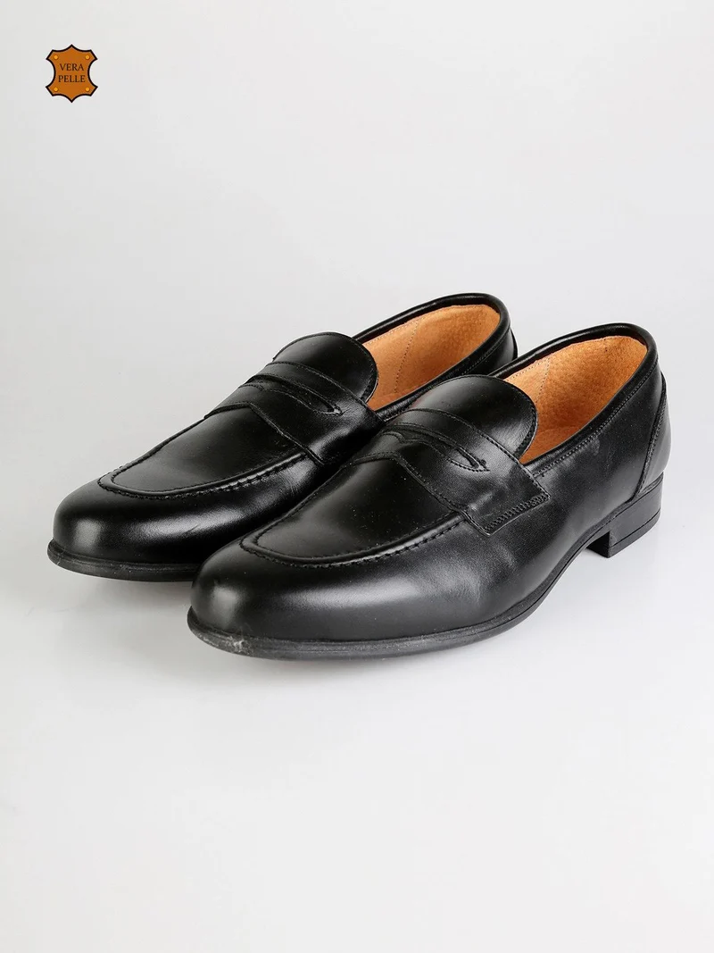 Mocassini neri in pelle - nero