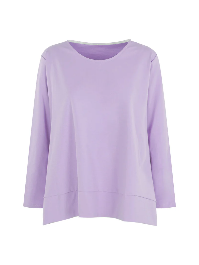 Blusa donna oversize a maniche lunghe - lilla
