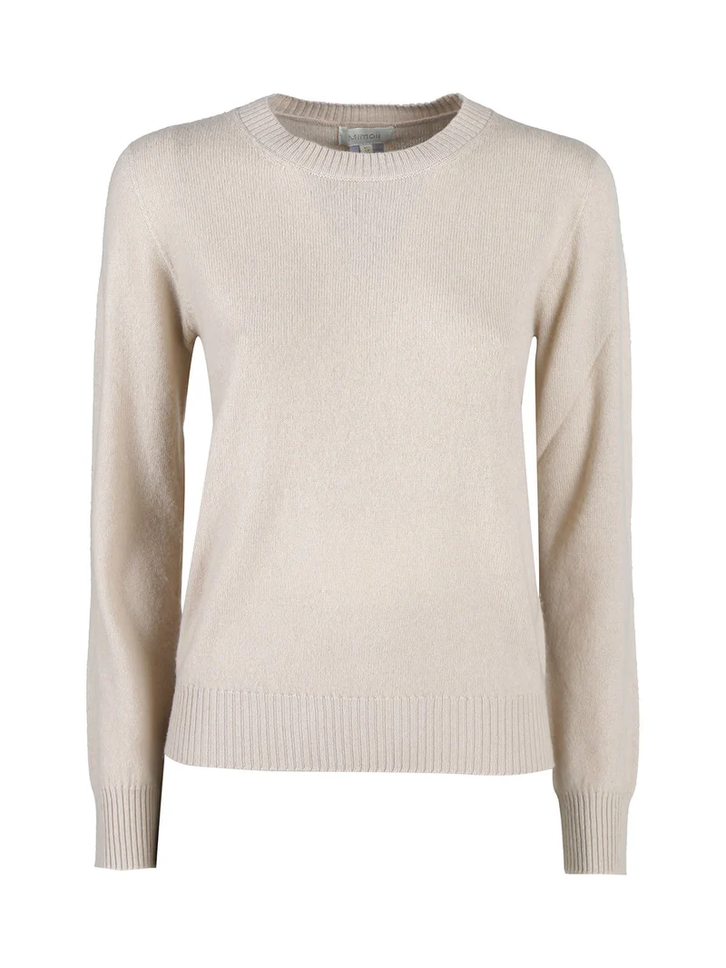 Maglione girocollo da donna in misto lana e cashemere - khaki