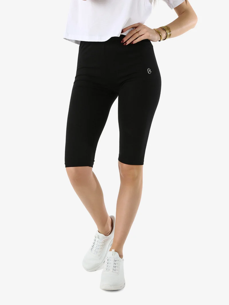 Leggings a pinocchietto da donna in cotone - nero