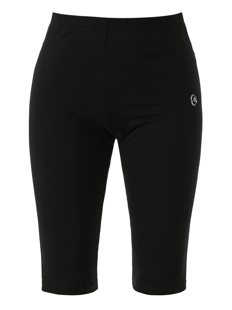 Leggings a pinocchietto da donna in cotone - nero