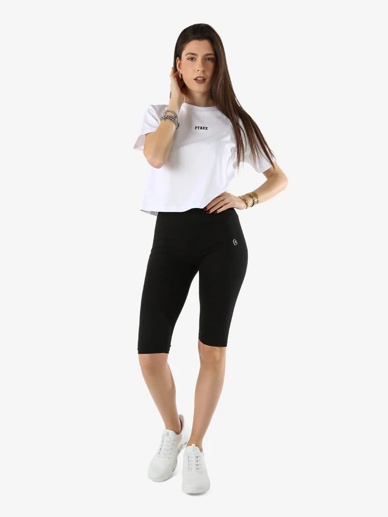 Leggings a pinocchietto da donna in cotone - nero