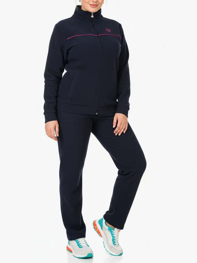 Completo tuta da donna 2 pezzi in pile con zip - blu scuro