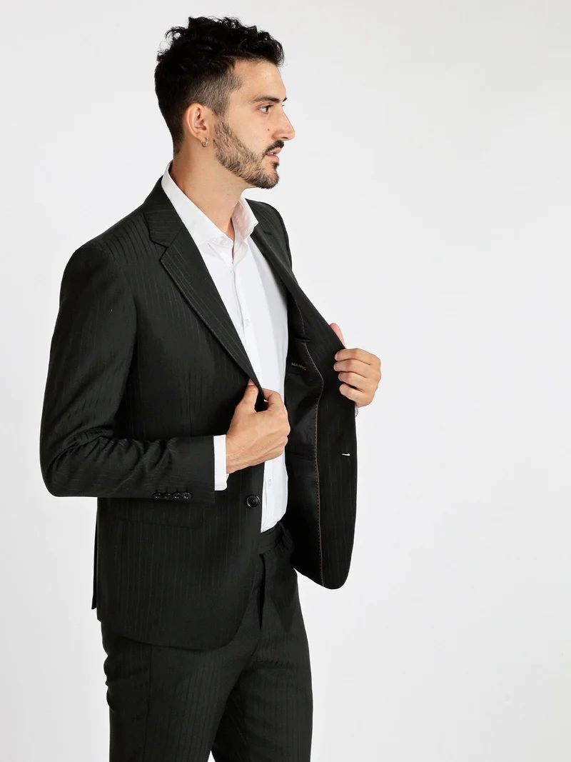 Completo uomo elegante gessato - nero
