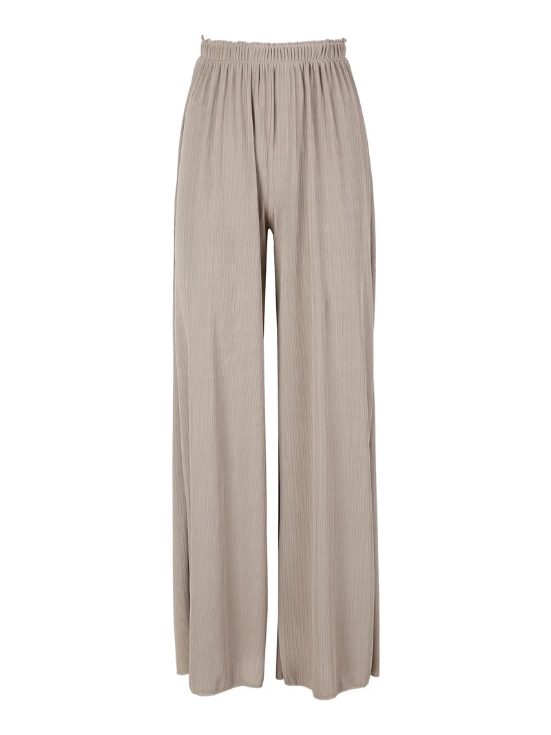 Pantaloni donna leggeri a palazzo - sabbia