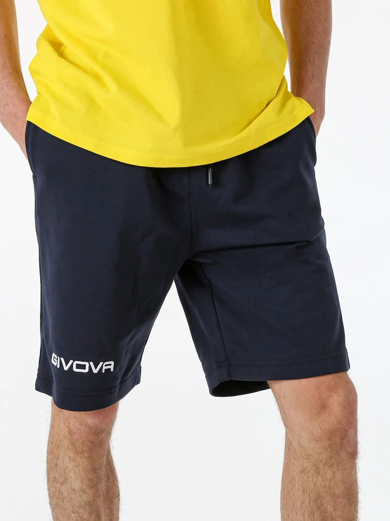 Bermuda sportivi da uomo in felpa con coulisse - blu scuro