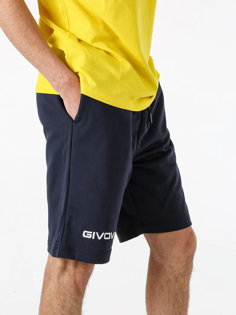 Bermuda sportivi da uomo in felpa con coulisse - blu scuro