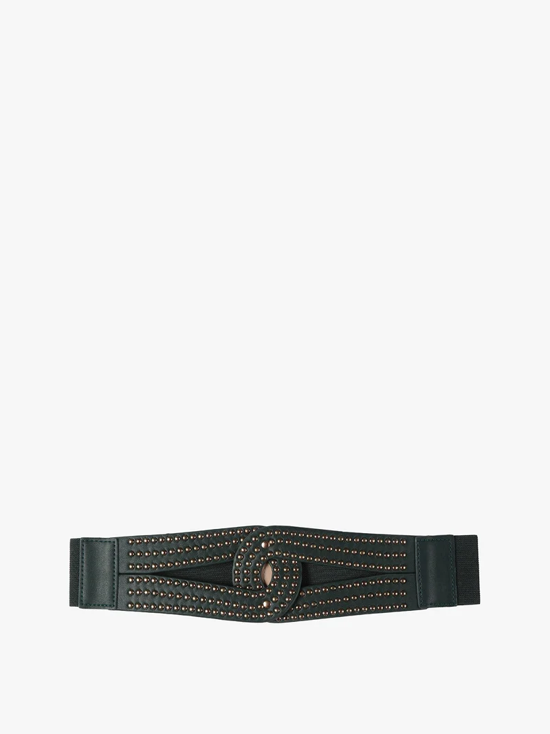 Cintura stringivita con borchie - verde scuro