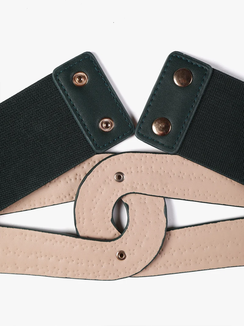 Cintura stringivita con borchie - verde scuro