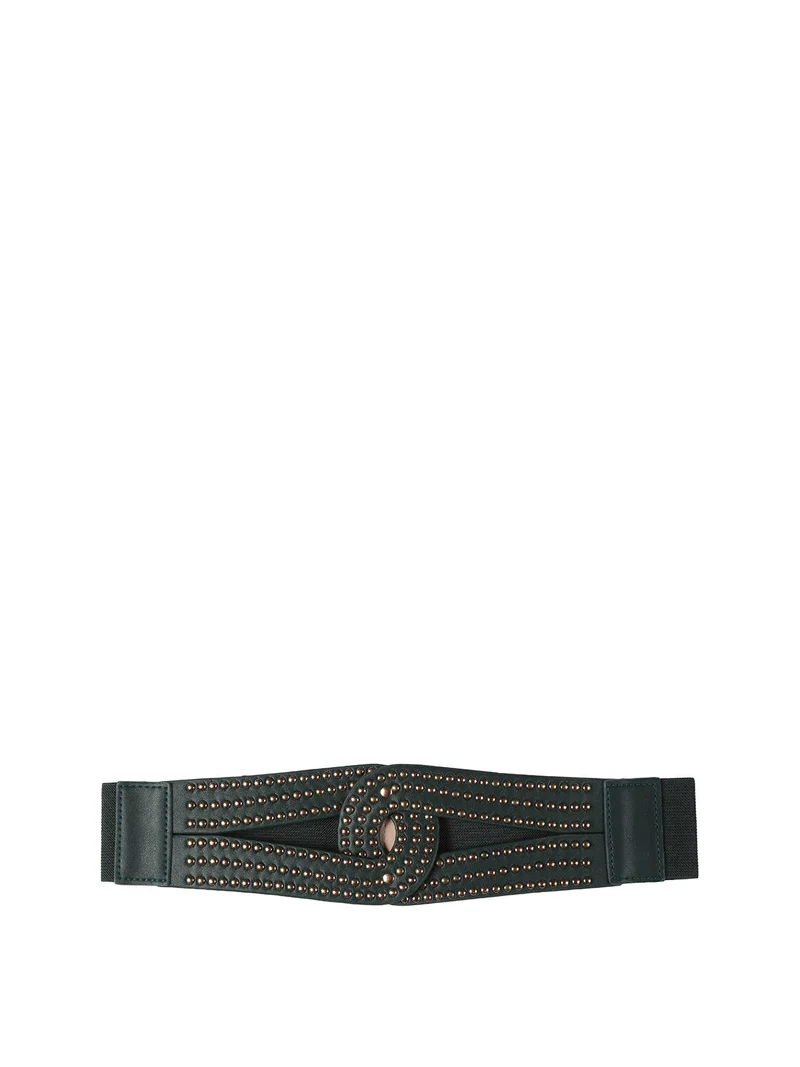 Cintura stringivita con borchie - verde scuro