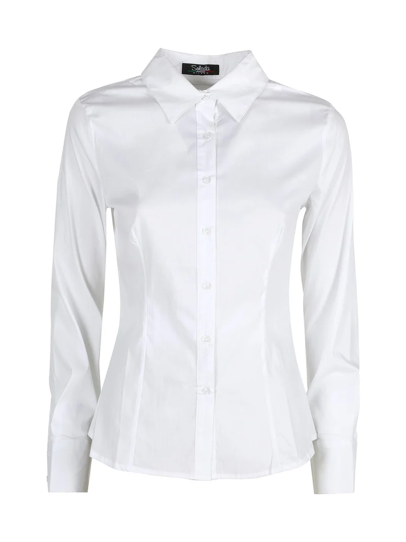 Camicia donna slim fit a maniche lunghe - bianco