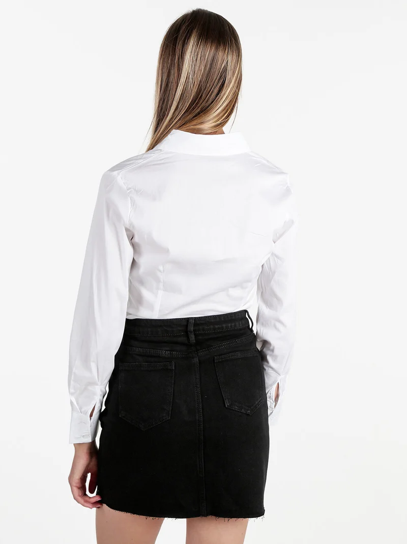 Camicia donna slim fit a maniche lunghe - bianco