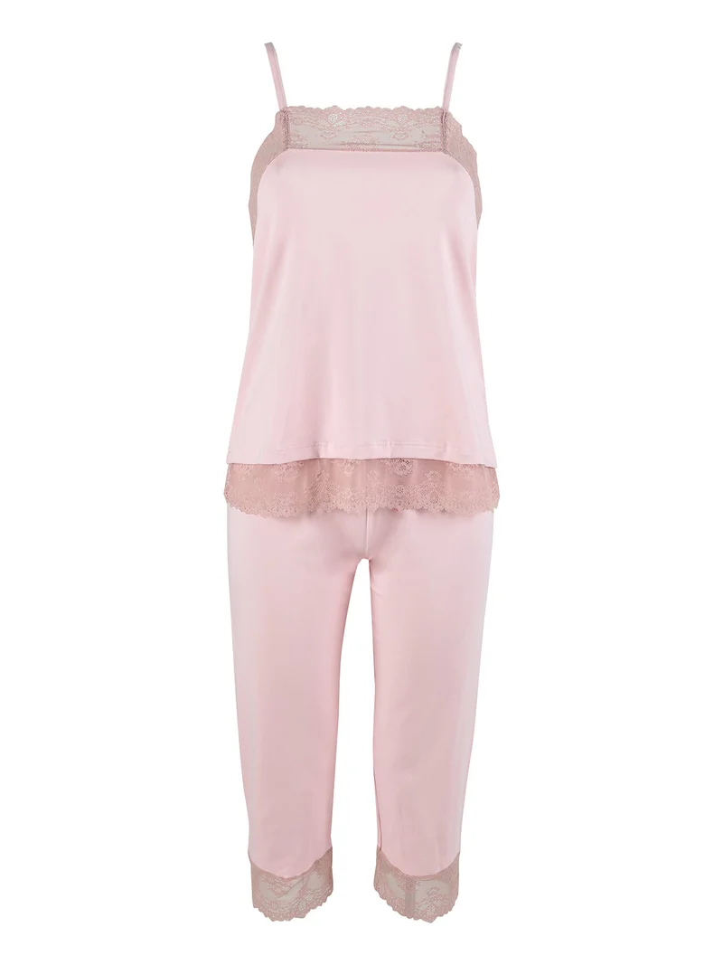 Pigiama donna smanicato con pinocchietto - rosa