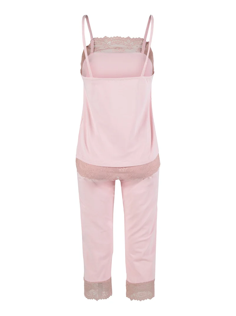 Pigiama donna smanicato con pinocchietto - rosa