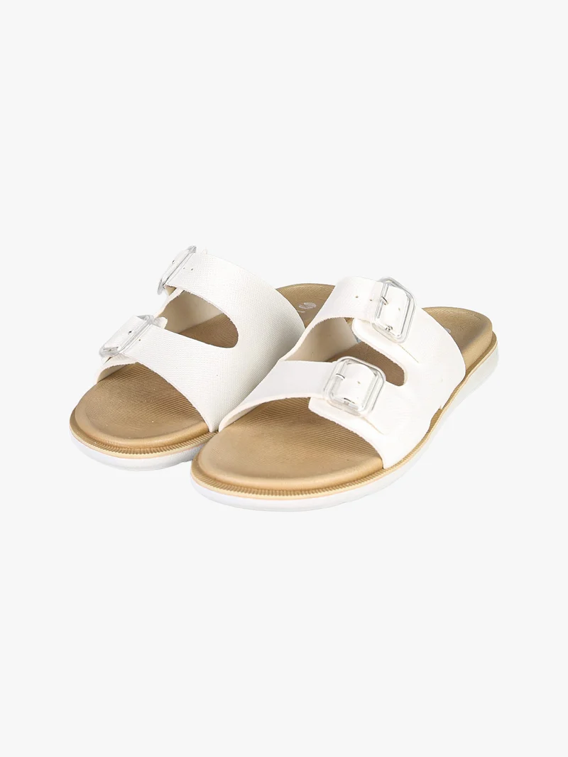 DUAL DENSITY Ciabatte donna con doppia fibbia - bianco