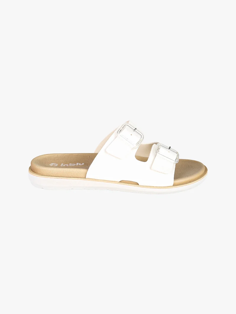 DUAL DENSITY Ciabatte donna con doppia fibbia - bianco