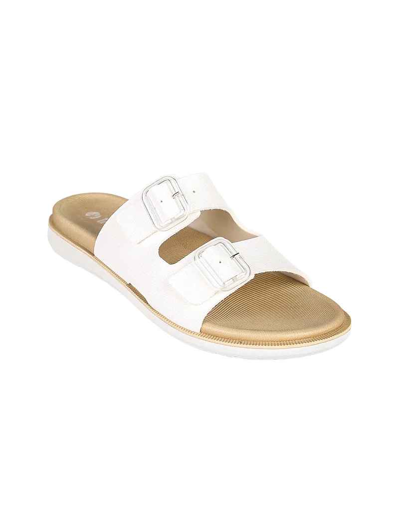DUAL DENSITY Ciabatte donna con doppia fibbia - bianco