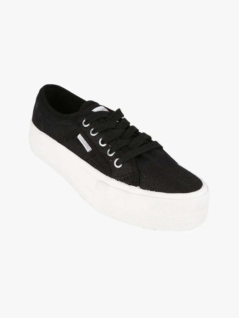 Scarpe in tela con platform - nero