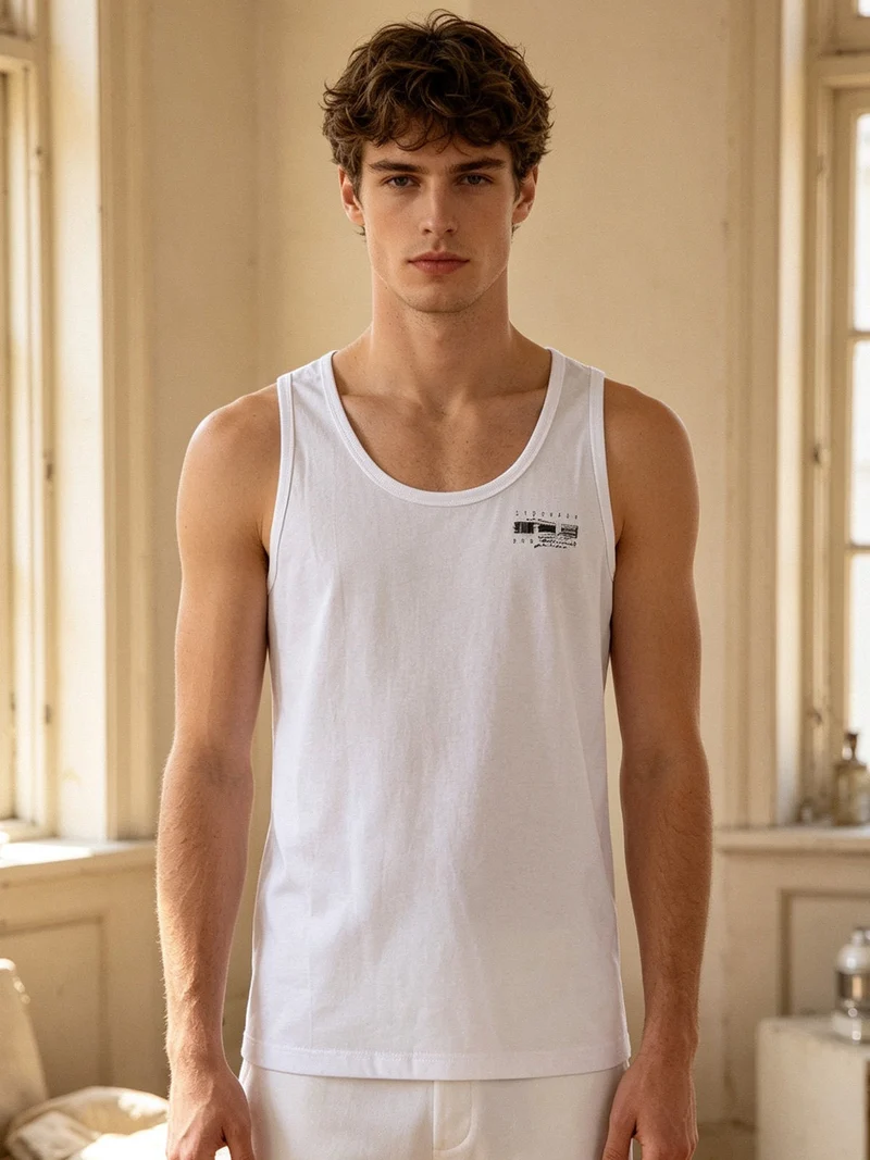 Canotta uomo in cotone jersey - bianco