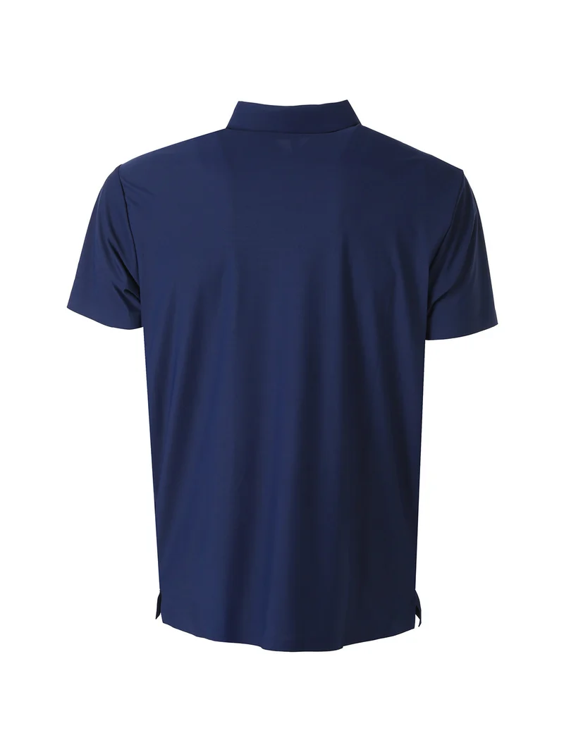 Polo da uomo a maniche corte in tessuto tecnico - blu scuro