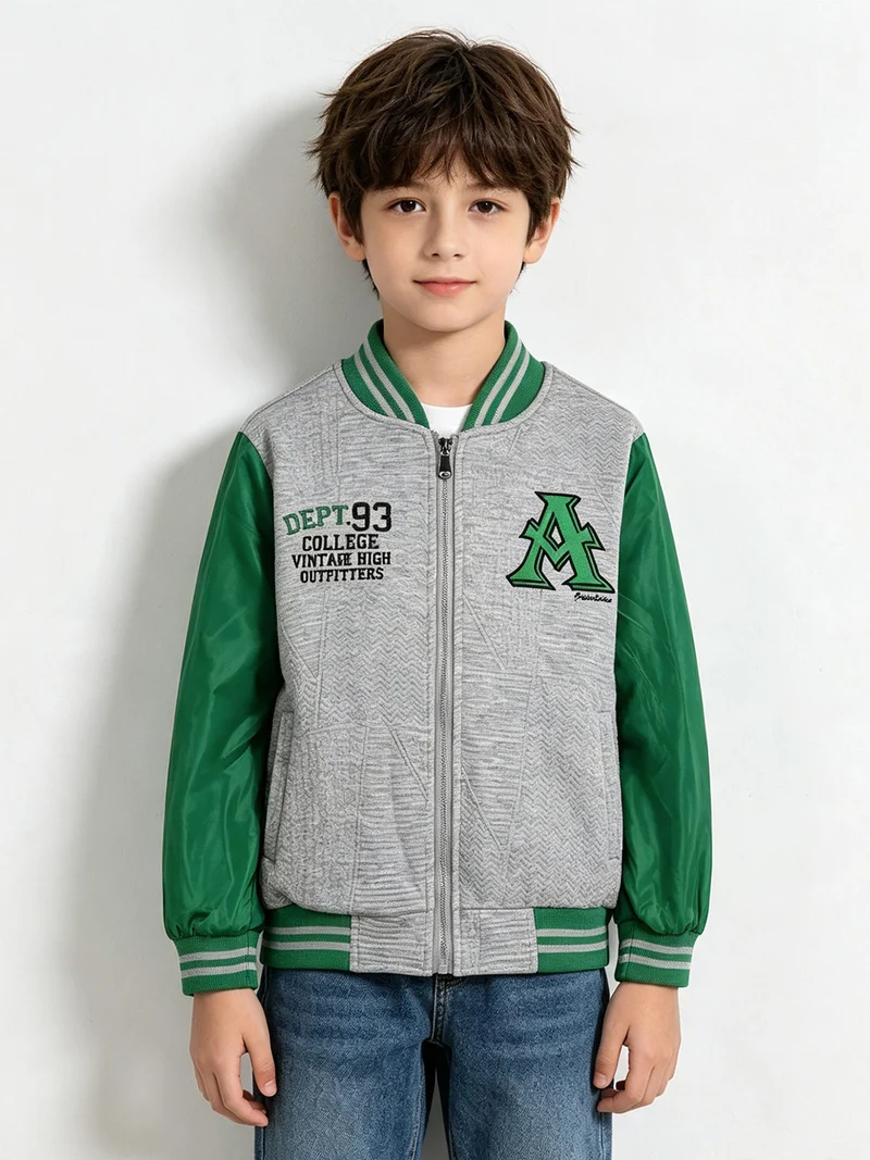 Giubbino baseball da bambino con zip - grigio