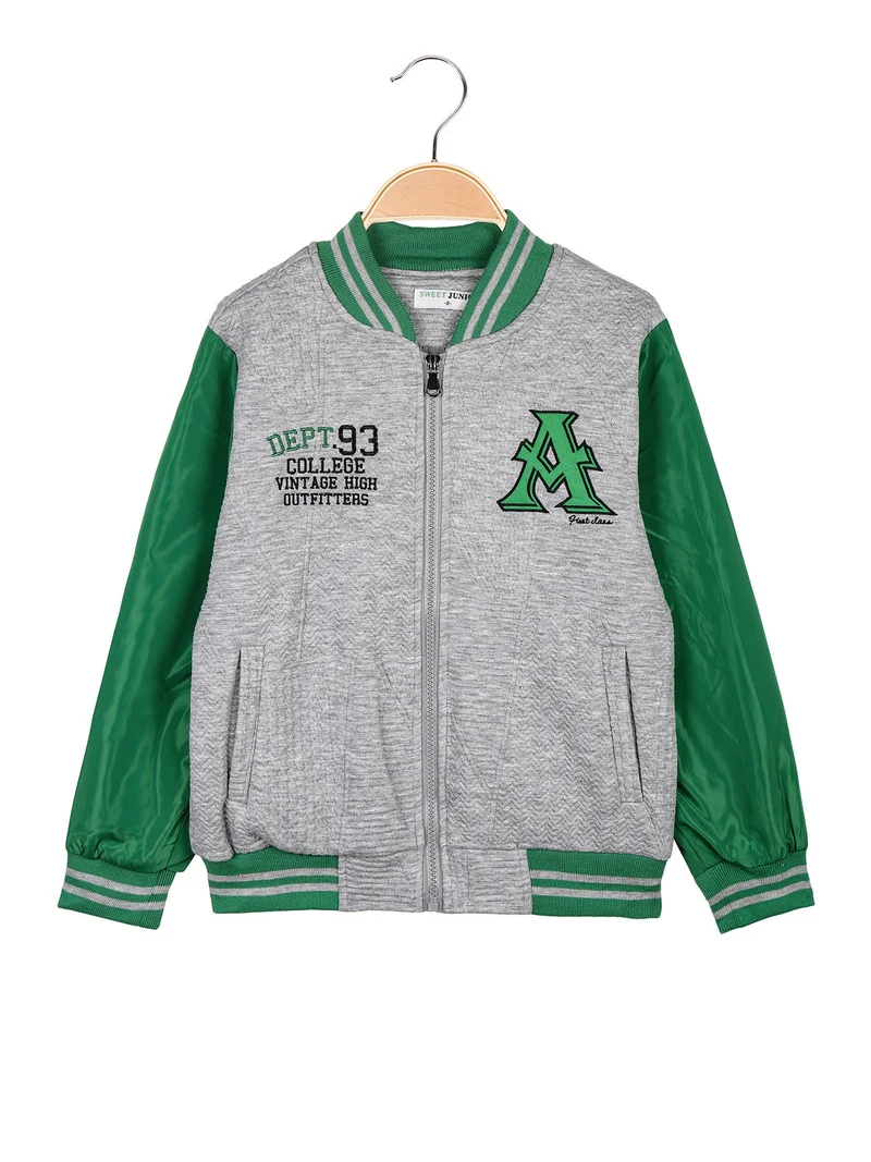 Giubbino baseball da bambino con zip - grigio