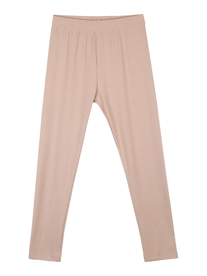 Completo 2 pezzi da bambina con leggings a costine - bianco