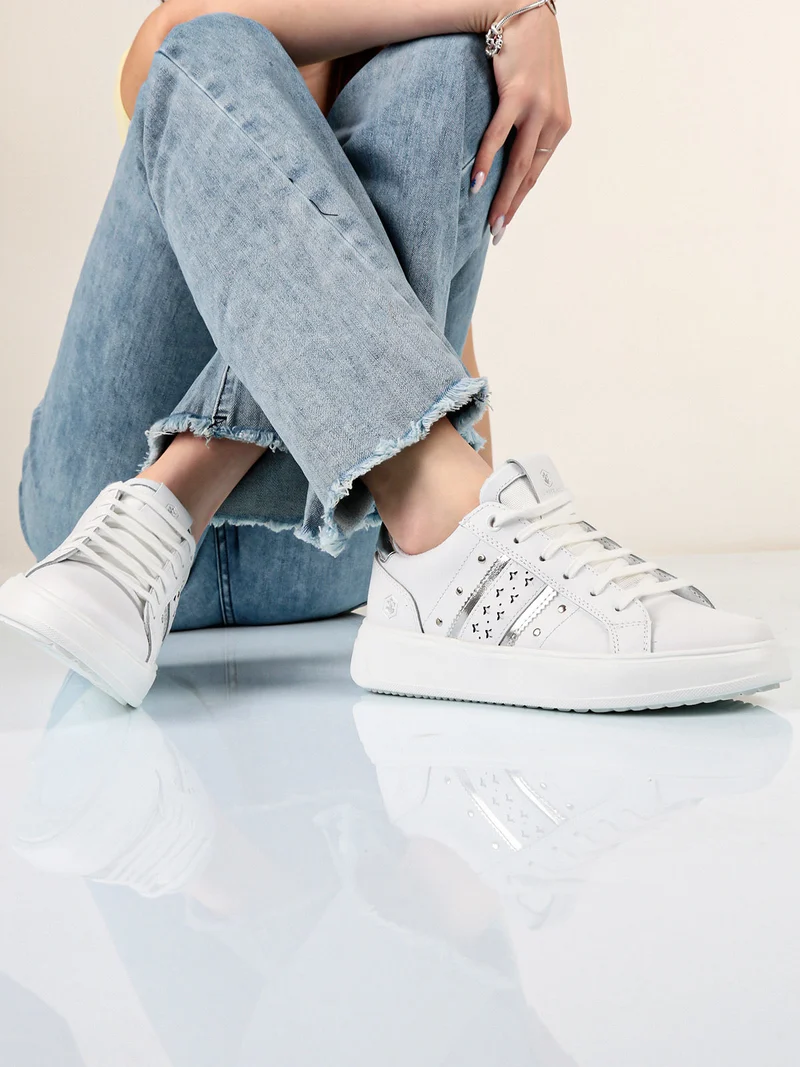 PRIA Sneakers basse in pelle da donna - bianco