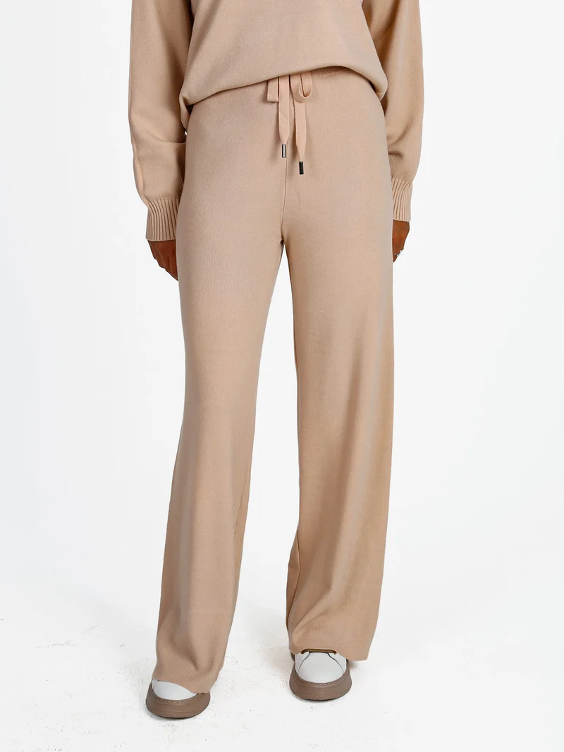 Pantaloni donna in maglia con coulisse - nudo