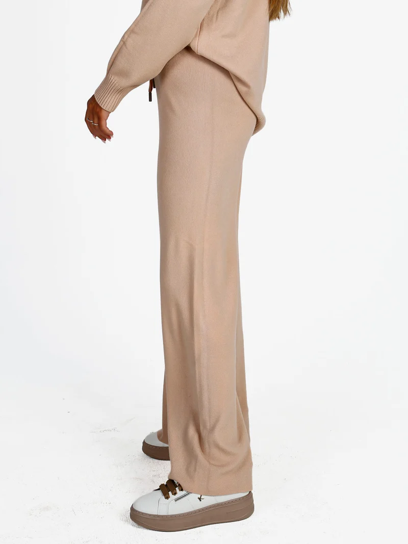 Pantaloni donna in maglia con coulisse - nudo