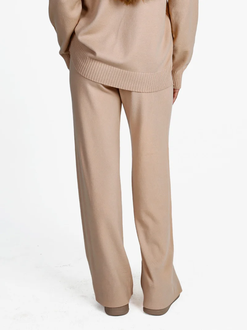 Pantaloni donna in maglia con coulisse - nudo
