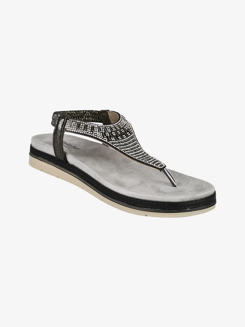 Infradito gioiello da donna con cinturino elastico - nero