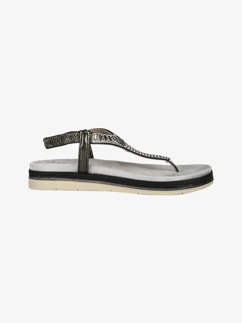 Infradito gioiello da donna con cinturino elastico - nero