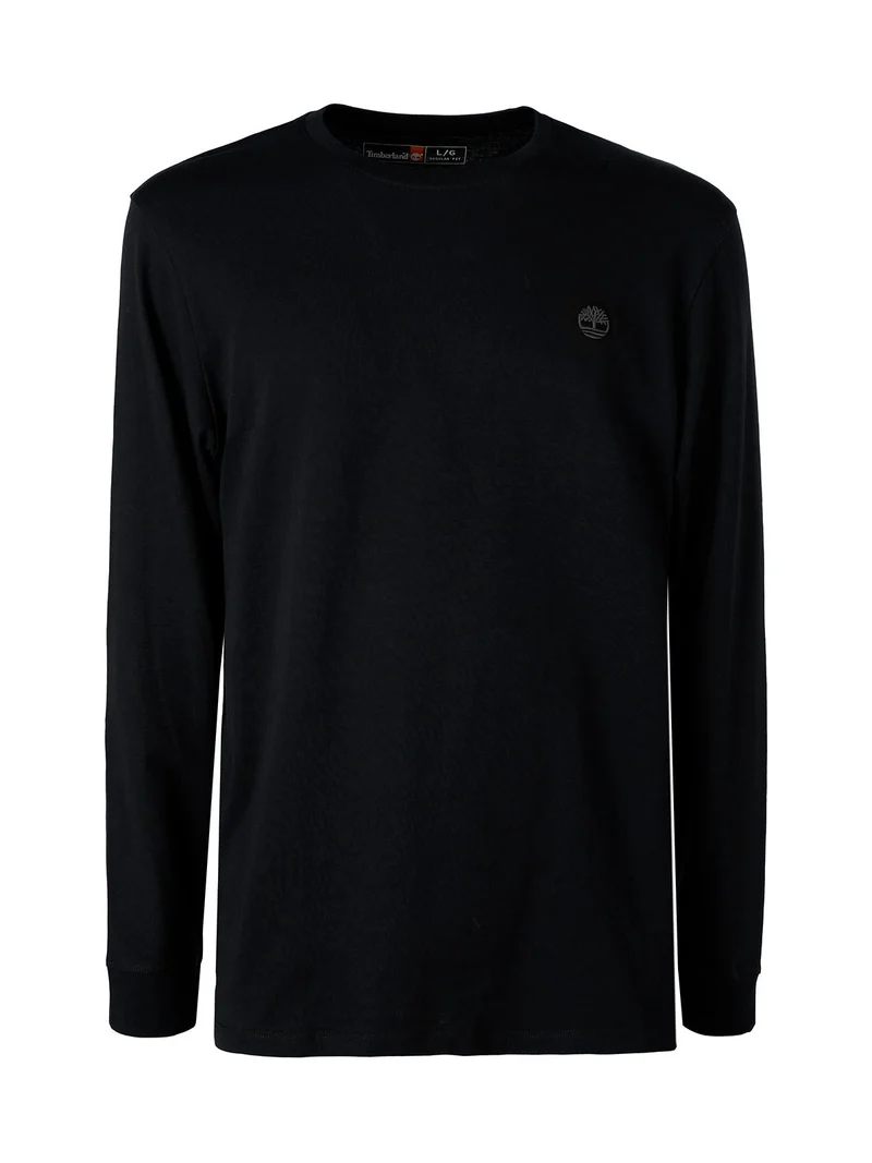 T-shirt da uomo a maniche lunghe in cotone con logo - nero