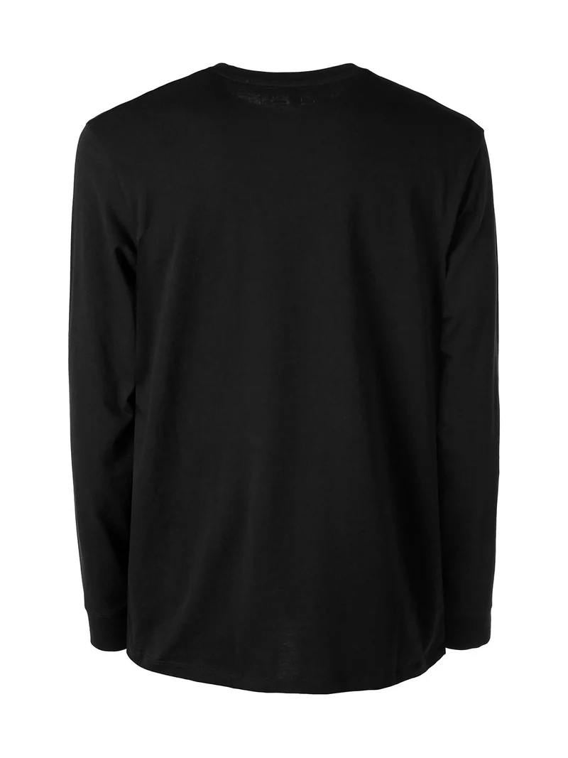 T-shirt da uomo a maniche lunghe in cotone con logo - nero
