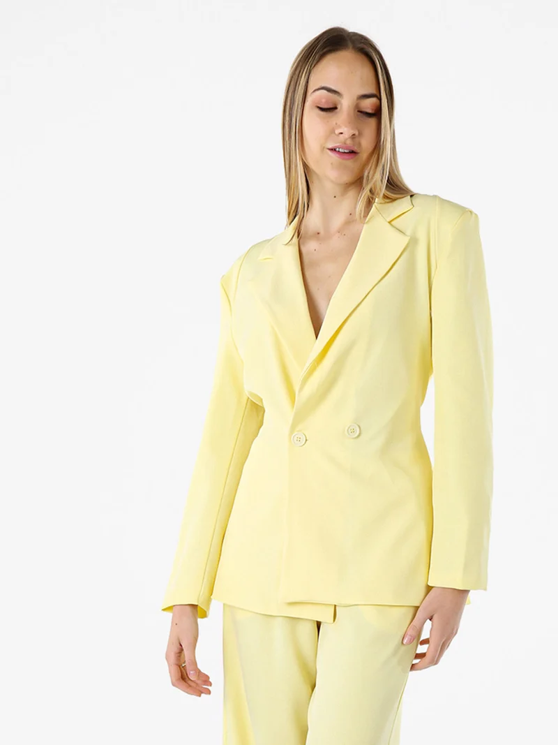 Blazer elegante da donna a doppiopetto con bottoni - giallo