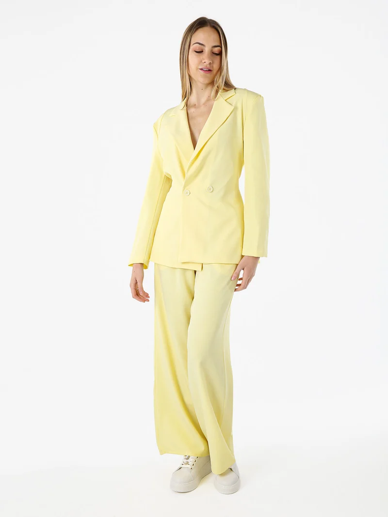 Blazer elegante da donna a doppiopetto con bottoni - giallo