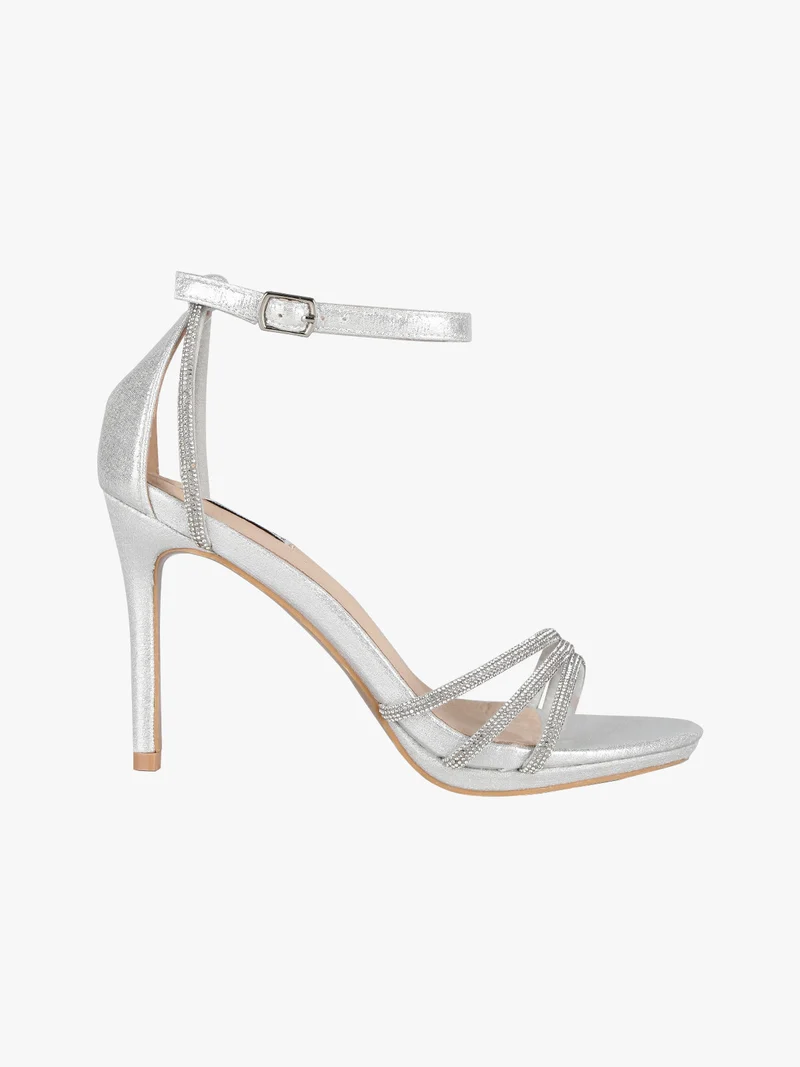 Sandali con strass donna tacco alto - argento