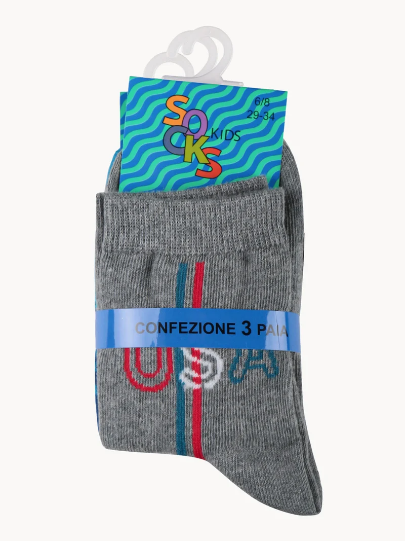 Calze corte da bambino. Confezione da 3 paia - grigio