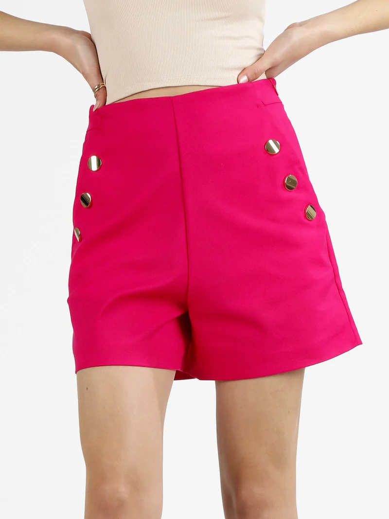 Shorts donna a vita alta - fucsia