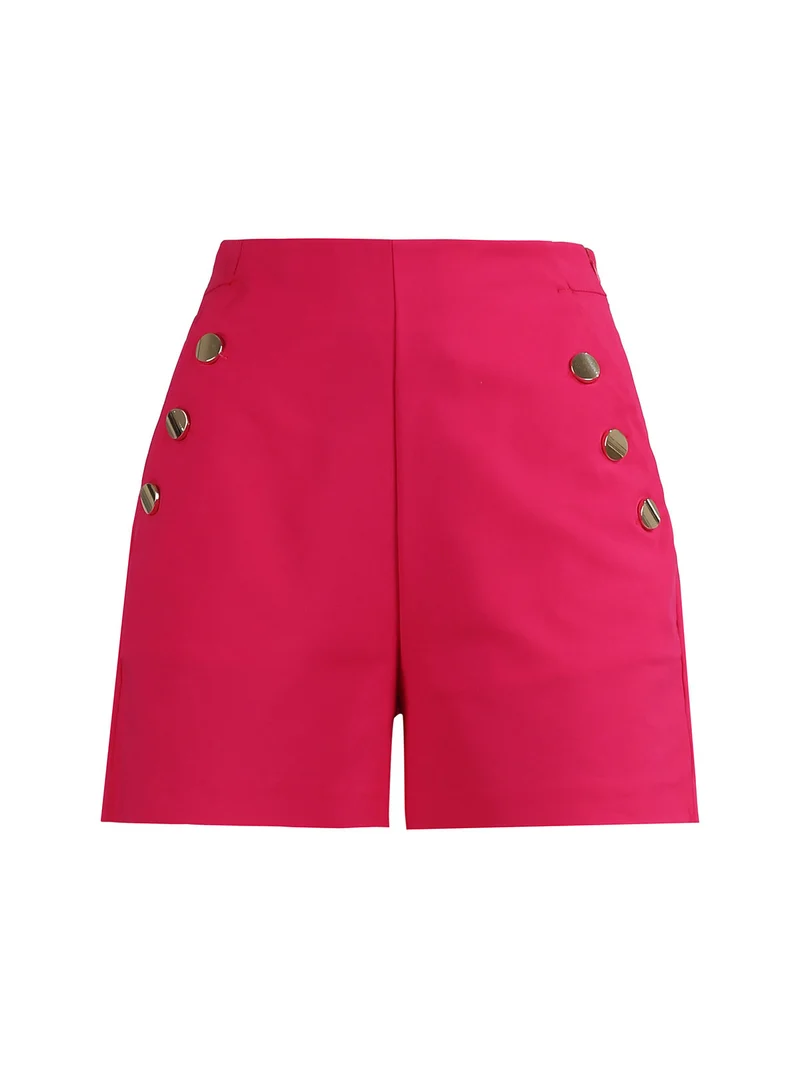 Shorts donna a vita alta - fucsia